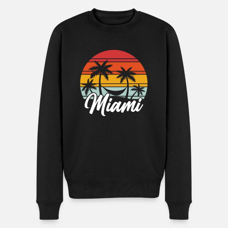 Miami Beach Floride - Pull Premium bio Homme - noir