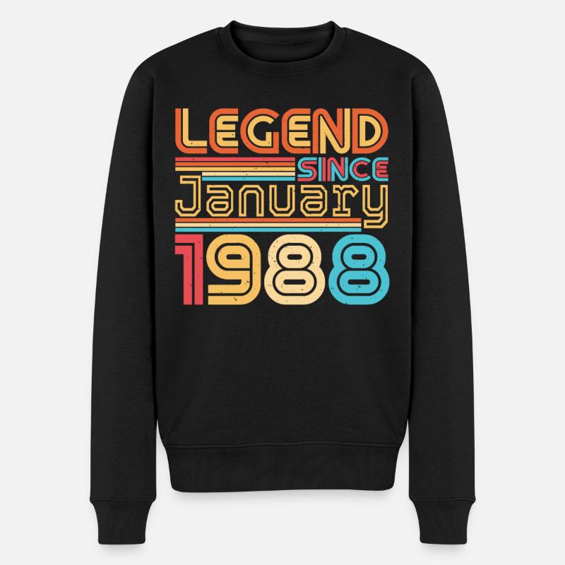 Geboren 1988 Januar Retro - Männer Premium Bio Pullover - Schwarz