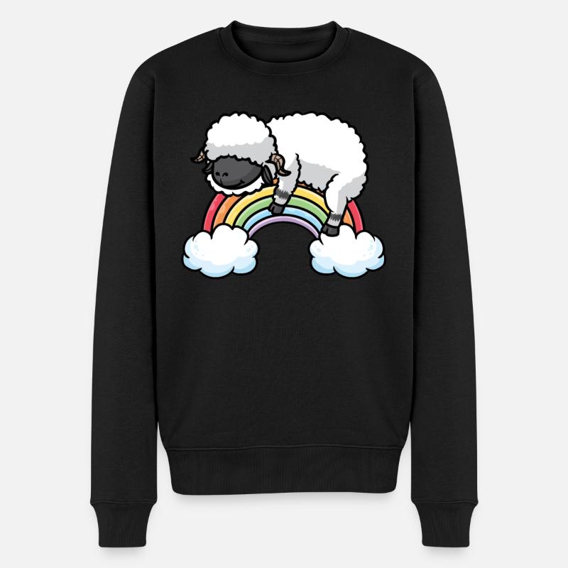Walliser Schwarznasenschaf Regenbogen Pyjama - Männer Premium Bio Pullover - Schwarz