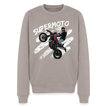 Supermoto / Supermotard / Supermoto Wheelie - Men's Premium Organic Jumper - taupe - Front - Nico (187cm)