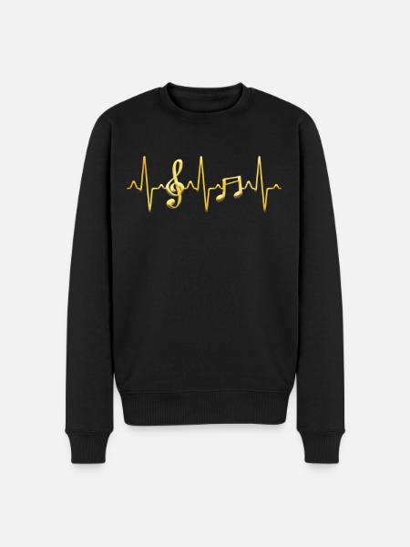 Music Clef Heartbeat - Men's Premium Organic Jumper - black