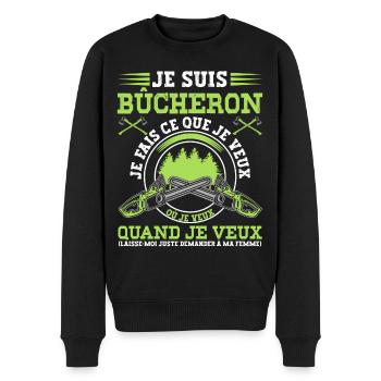 Drôle Bûcheron Homme Mari Bucheronnage Travail Du - Pull Premium bio Homme - noir - Devant - Nico (187cm)