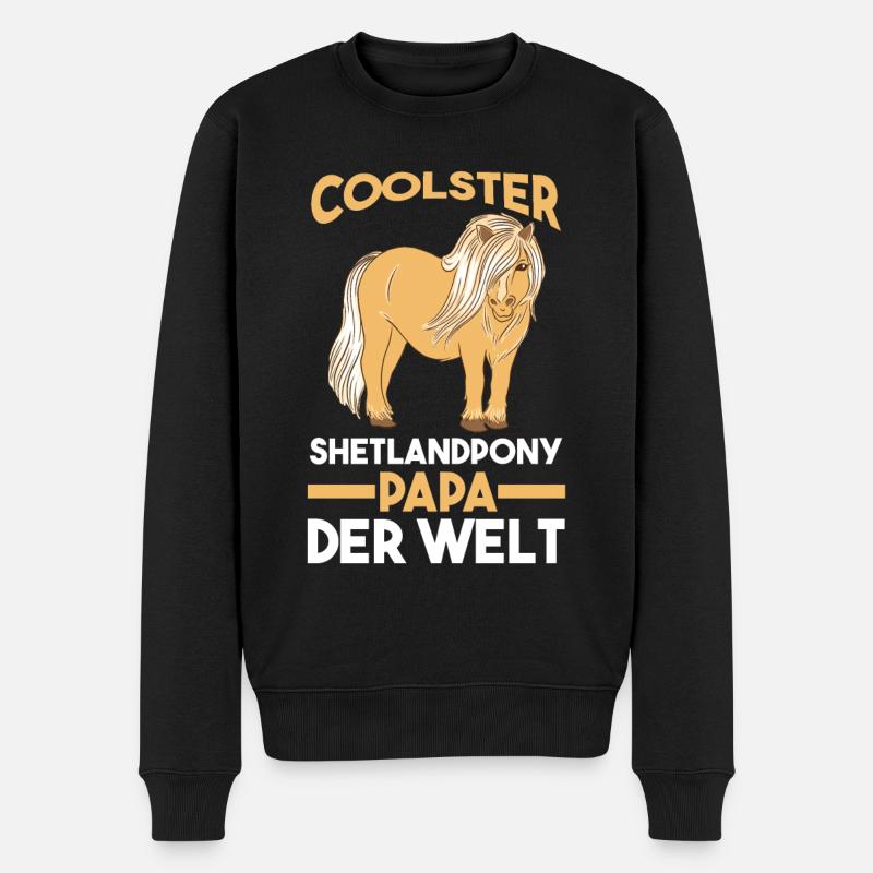 Pferde Papa Vater Vatertag Shetlandpony Pferd Rei - Männer Premium Bio Pullover - Schwarz