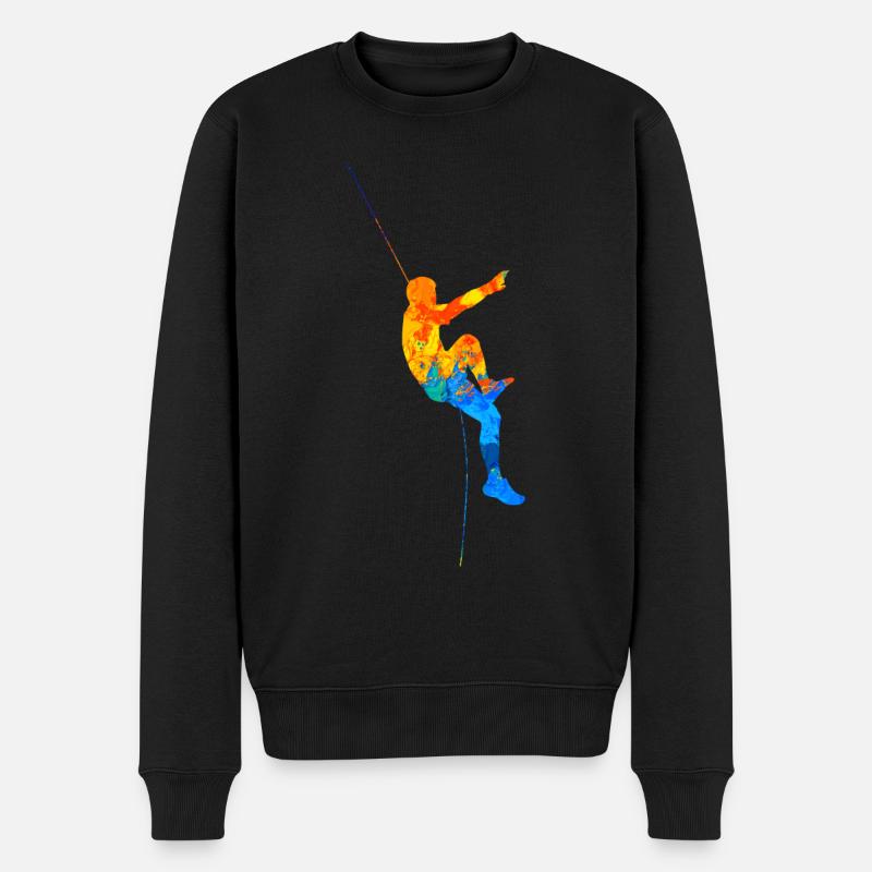 Bouldern Boulder Klettern Kletterer Kletterwand - Männer Premium Bio Pullover - Schwarz