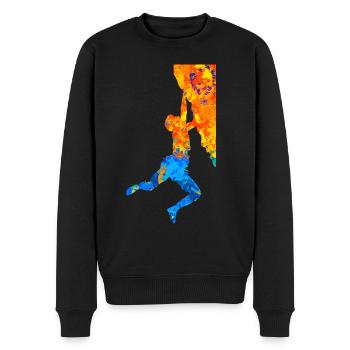Bouldern Boulderer Boulder Klettern Kletterer - Männer Premium Bio Pullover - Schwarz - Vorne - Nico (187cm)