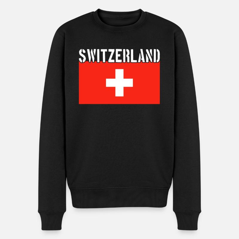 Schweiz Flagge - Männer Premium Bio Pullover - Schwarz