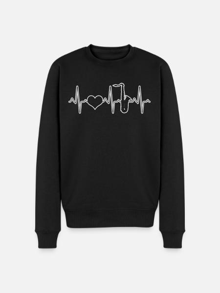 Saxophone Heartbeat - Men's Premium Organic Jumper - black