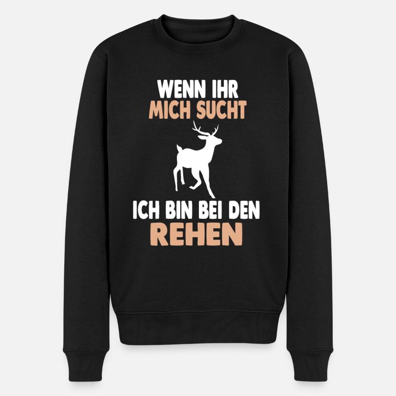 Wald Wildtier Reh - Männer Premium Bio Pullover - Schwarz
