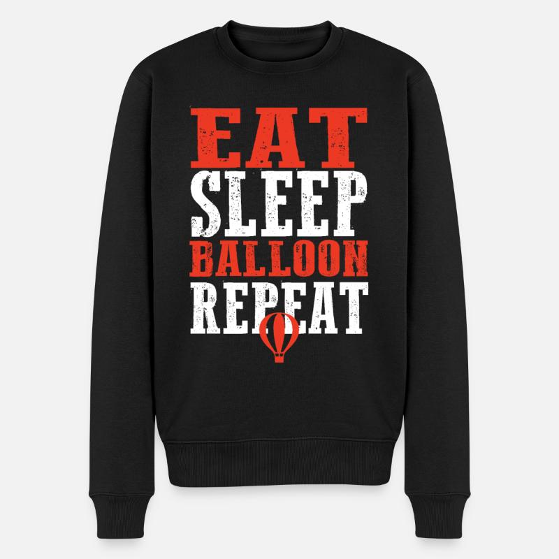 Eat Sleep Balloon Repeat - Männer Premium Bio Pullover - Schwarz