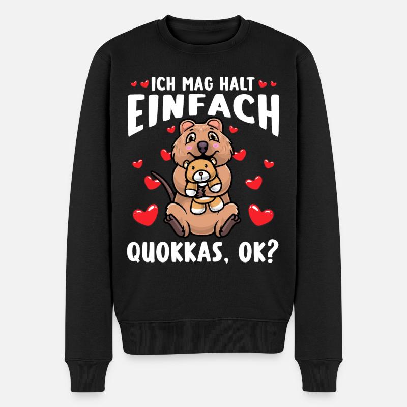 Quokka Kuscheltier Kawaii Herz Kurzschwanzkänguru - Männer Premium Bio Pullover - Schwarz