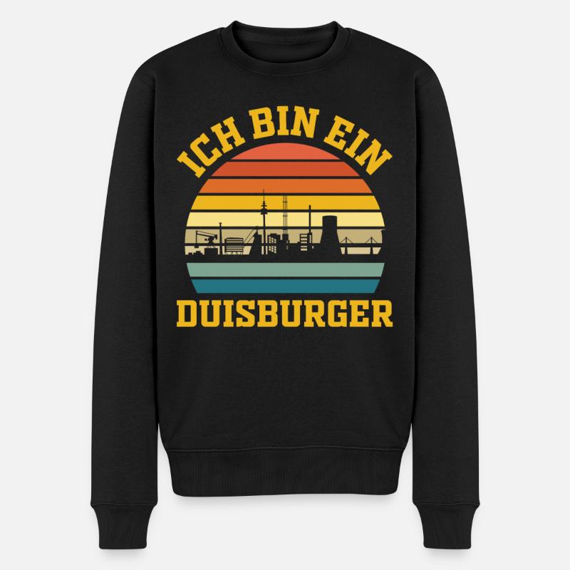 Retro Duisburg - Männer Premium Bio Pullover - Schwarz