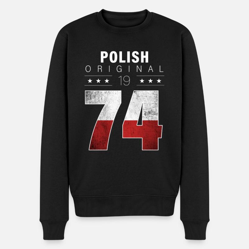 Polish Original 1974 48 Geburtstag Polen Flagge - Männer Premium Bio Pullover - Schwarz