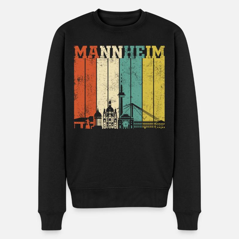 Retro Mannheim Skyline - Männer Premium Bio Pullover - Schwarz