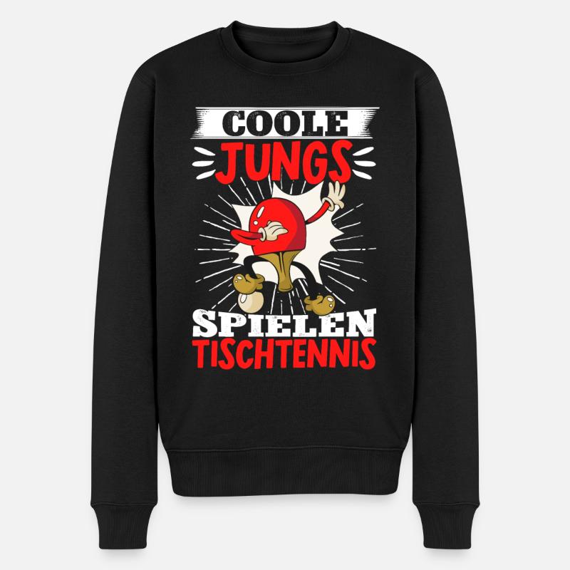 Coole Jungs Spielen Tischtennis Geschenk - Männer Premium Bio Pullover - Schwarz