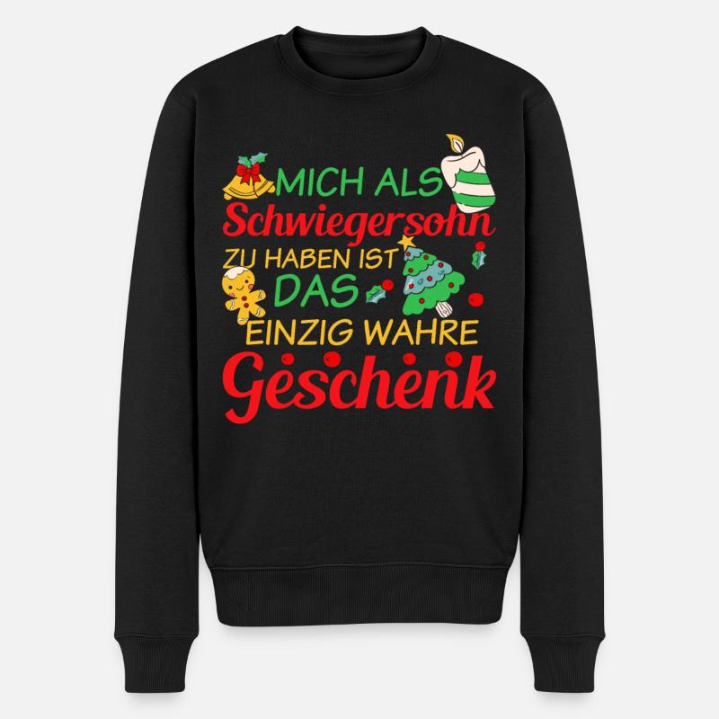 Weihnachtssprüche Geschenk - Schwiegersohn - Männer Premium Bio Pullover - Schwarz