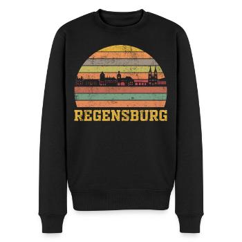 Regensburg - Männer Premium Bio Pullover - Schwarz - Vorne - Nico (187cm)