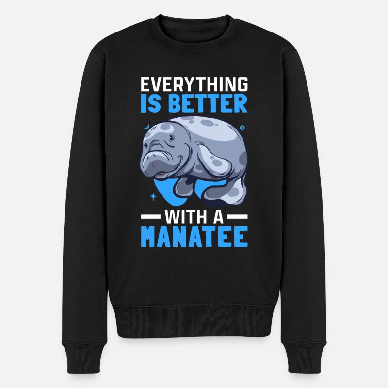 Alles ist besser mit Seekühen Manati Seekuh - Männer Premium Bio Pullover - Schwarz
