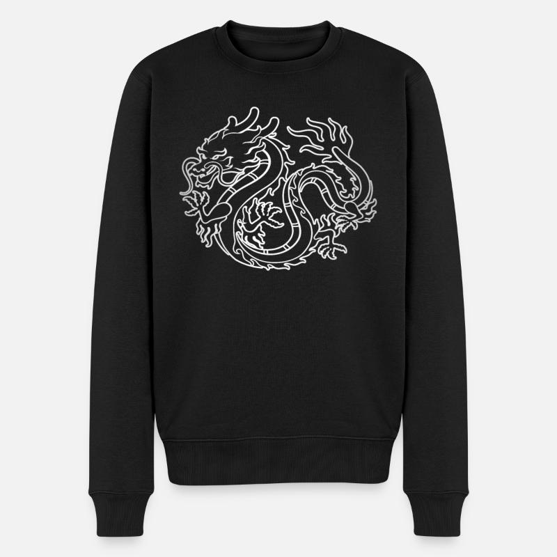 chinesischer Drache - Männer Premium Bio Pullover - Schwarz