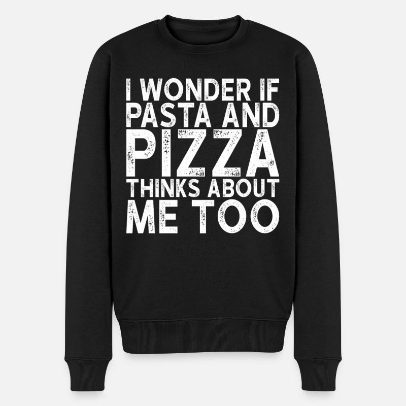 Pizza und Pasta - Männer Premium Bio Pullover - Schwarz