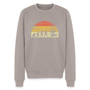 Drummer Evolution Sunset Schlagzeuger - Männer Premium Bio Pullover - Taupe - Vorne - Nico (187cm)