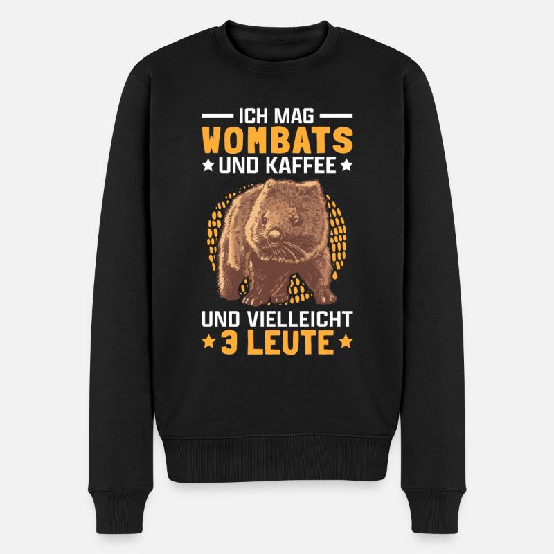 Wombats und Kaffee Australien Beuteltier Wombat - Männer Premium Bio Pullover - Schwarz
