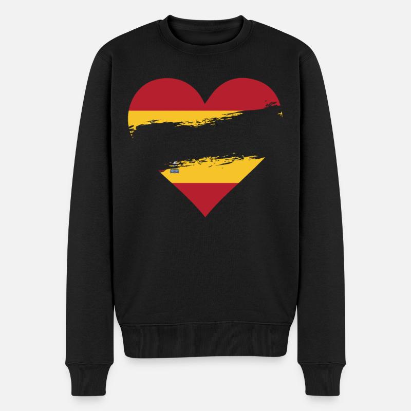 SPAIN HERZ spain coeur - Männer Premium Bio Pullover - Schwarz