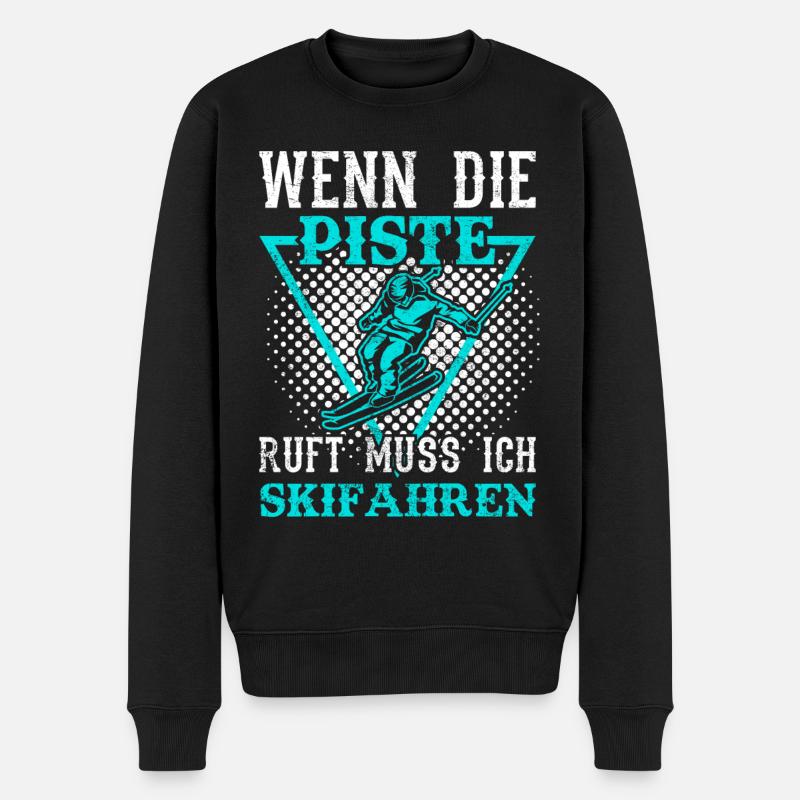 Lustige Sprüche Skifahren | Skifahrer Spruch - Männer Premium Bio Pullover - Schwarz