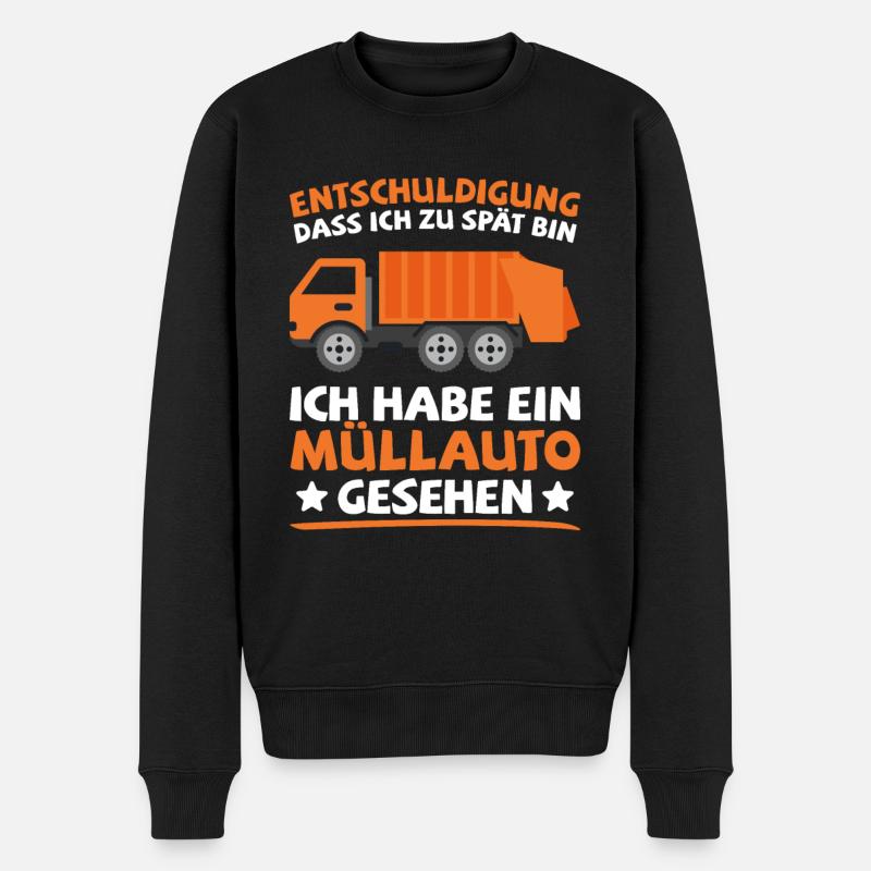 Müllauto Müllfahrzeug Müllmann Müllwagen Geschenk - Männer Premium Bio Pullover - Schwarz