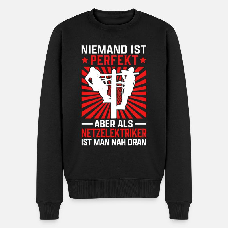 Netzelektriker sind perfekt Netzfachmann - Männer Premium Bio Pullover - Schwarz