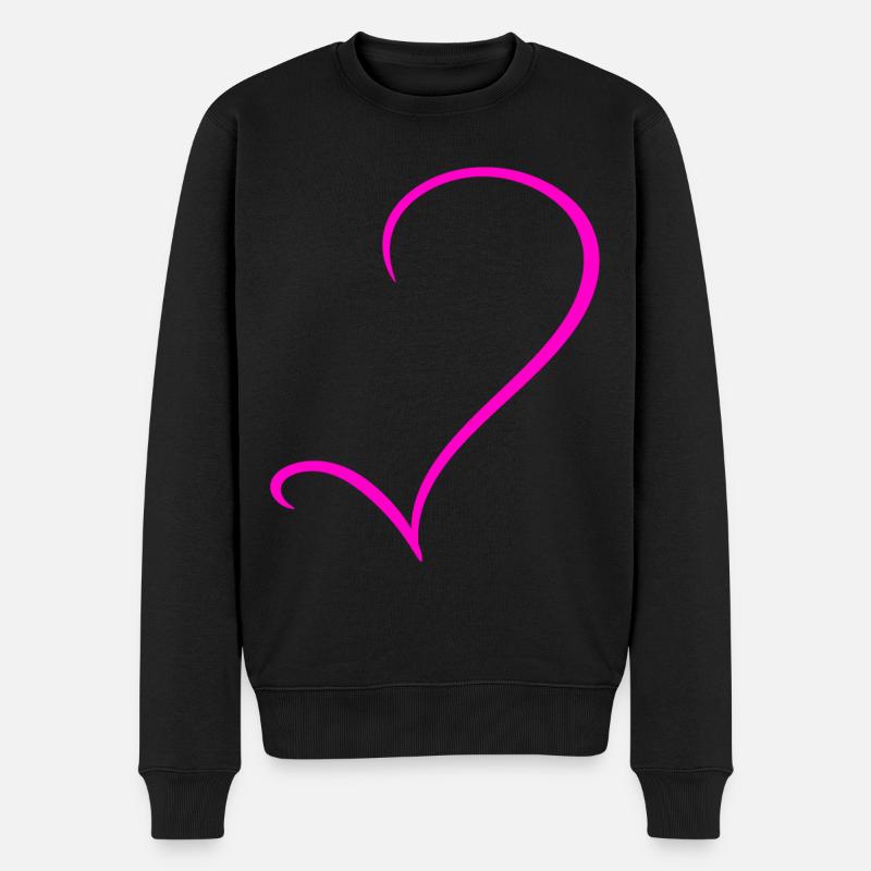 Halbes Pinkes Herz - Männer Premium Bio Pullover - Schwarz