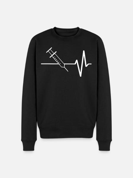 Syringe With ECG line - Men's Premium Organic Jumper - black