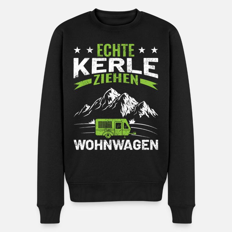 Echte Kerle ziehen Wohnwagen - Männer Premium Bio Pullover - Schwarz
