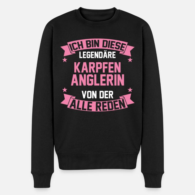 Angeln Angler Anglerin Karpfen - Männer Premium Bio Pullover - Schwarz