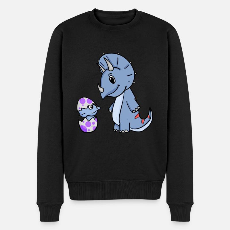 Dinosaures avec bébés dinosaures - Pull Premium bio Homme - noir