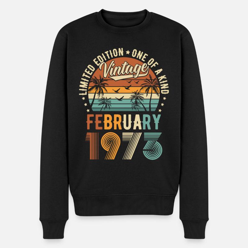 Limited Edition Vintage February 1973 - Männer Premium Bio Pullover - Schwarz