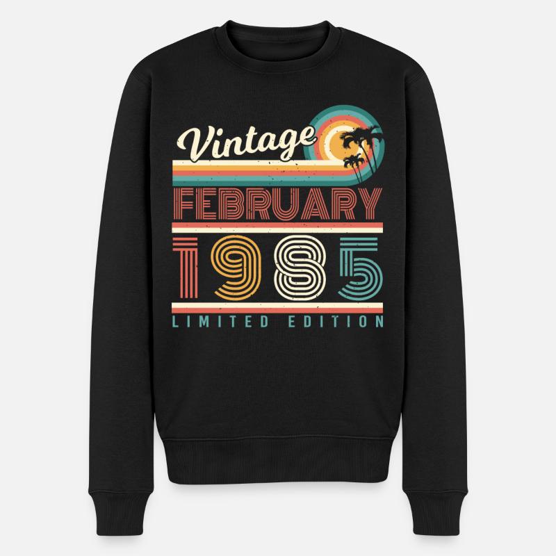 Geboren Februar 1985 Retro - Männer Premium Bio Pullover - Schwarz