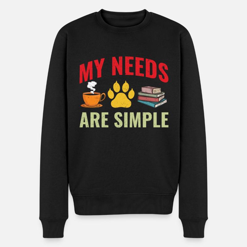 Funny Book Lover Coffee Dog Book - Männer Premium Bio Pullover - Schwarz