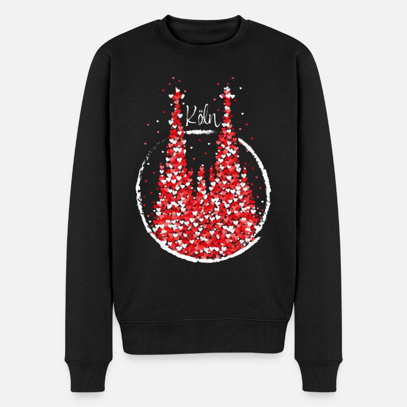 Köln Dom Karneval Fasching Rot Weiss - Männer Premium Bio Pullover - Schwarz
