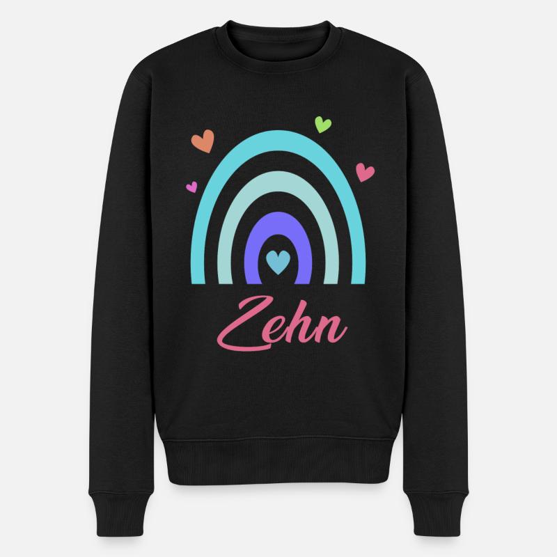 10. Geburtstag Regenbogen - Männer Premium Bio Pullover - Schwarz