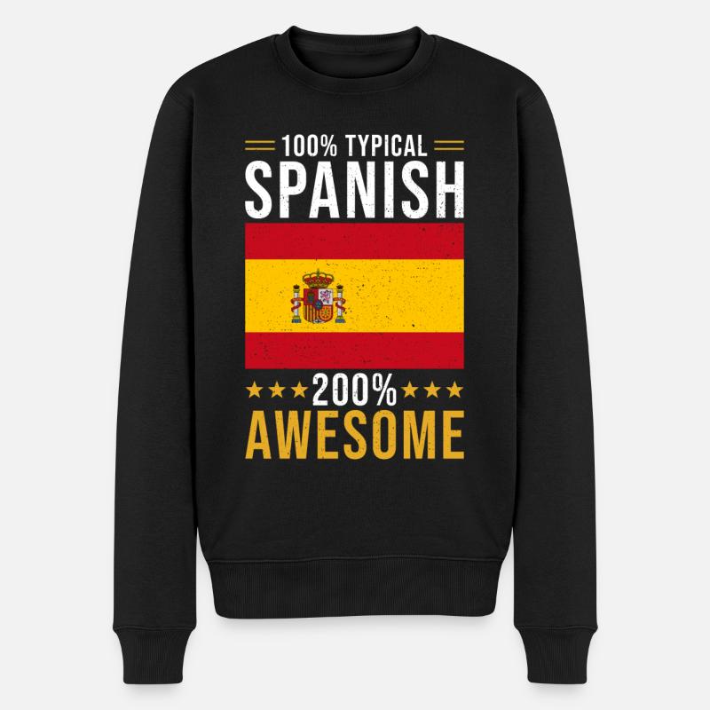 Spanier Geschenk 100% Spanisch - Männer Premium Bio Pullover - Schwarz