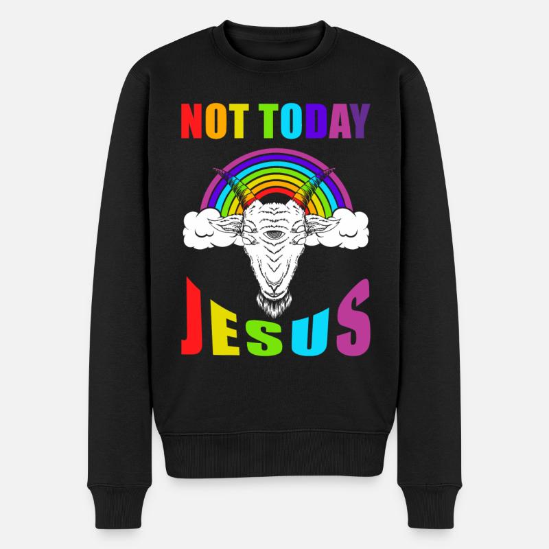 Not today Jesus - Männer Premium Bio Pullover - Schwarz