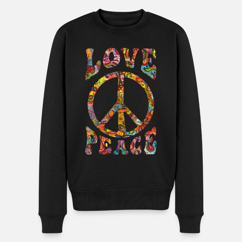 Signe de paix d’amour Hippie - Pull Premium bio Homme - noir