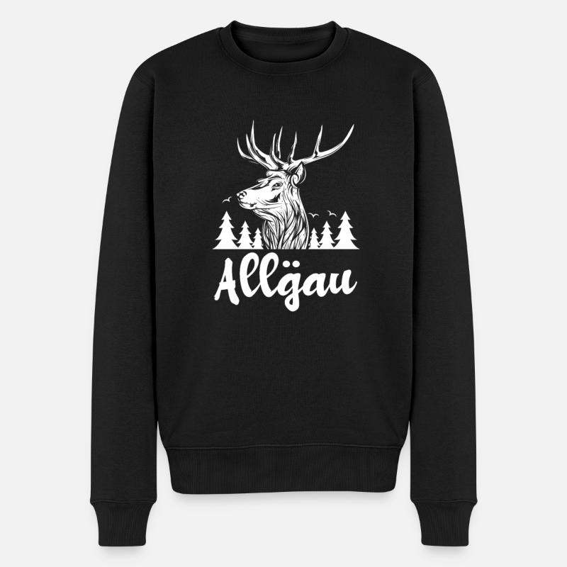 Allgäu mit Bergen - Allgäu Design - Männer Premium Bio Pullover - Schwarz