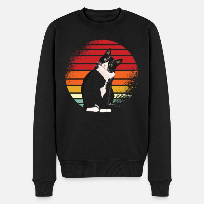 Chat Noir Rétro - Pull Premium bio Homme - noir