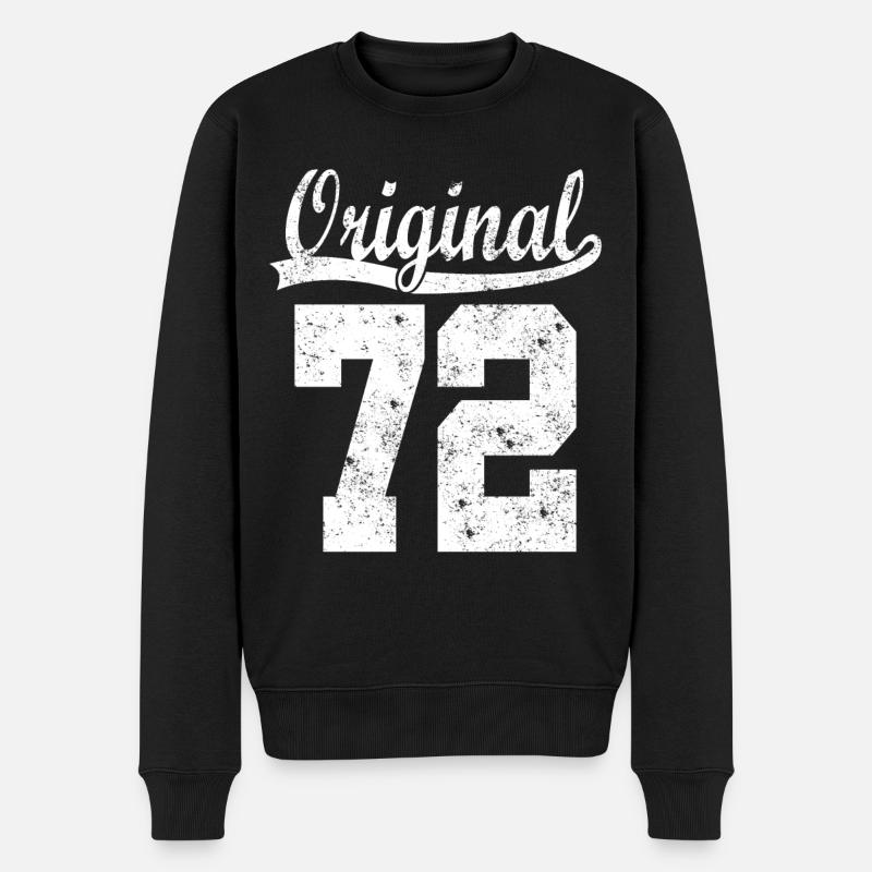 Geboren 72 Geburtstagsshirt - Männer Premium Bio Pullover - Schwarz