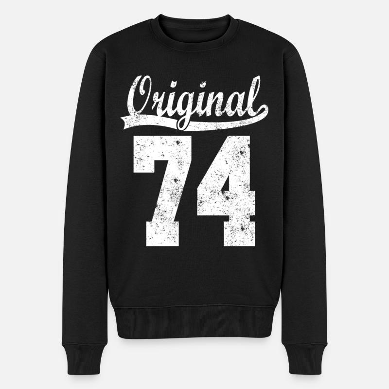 74 geboren Geschenk - Männer Premium Bio Pullover - Schwarz