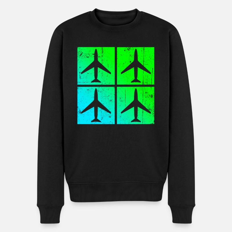 Flugzeug Flugzeugliebhaber Logo - Männer Premium Bio Pullover - Schwarz