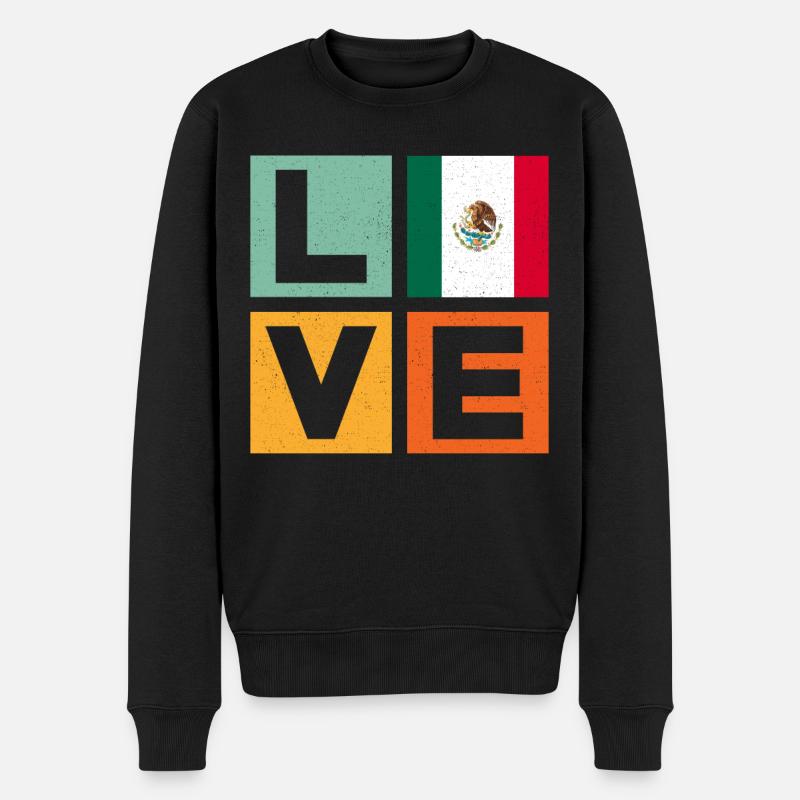 Mexiko Liebe - Männer Premium Bio Pullover - Schwarz