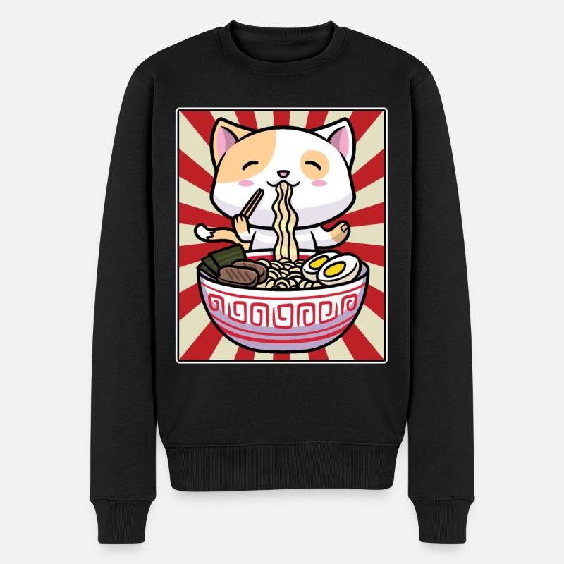 Mignon Cat Ramen Noodles Japon - Pull Premium bio Homme - noir