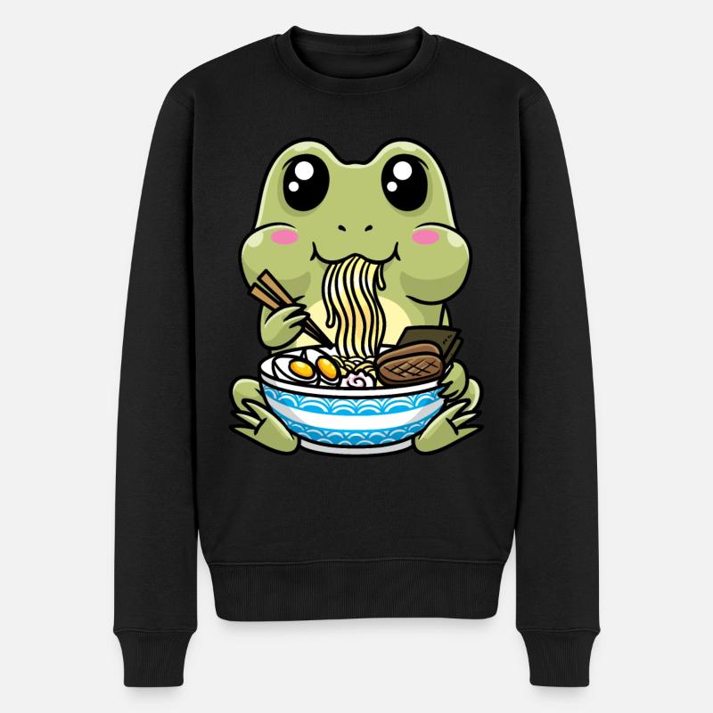 Mignonne Grenouille Ramen Noodles Japon - Pull Premium bio Homme - noir